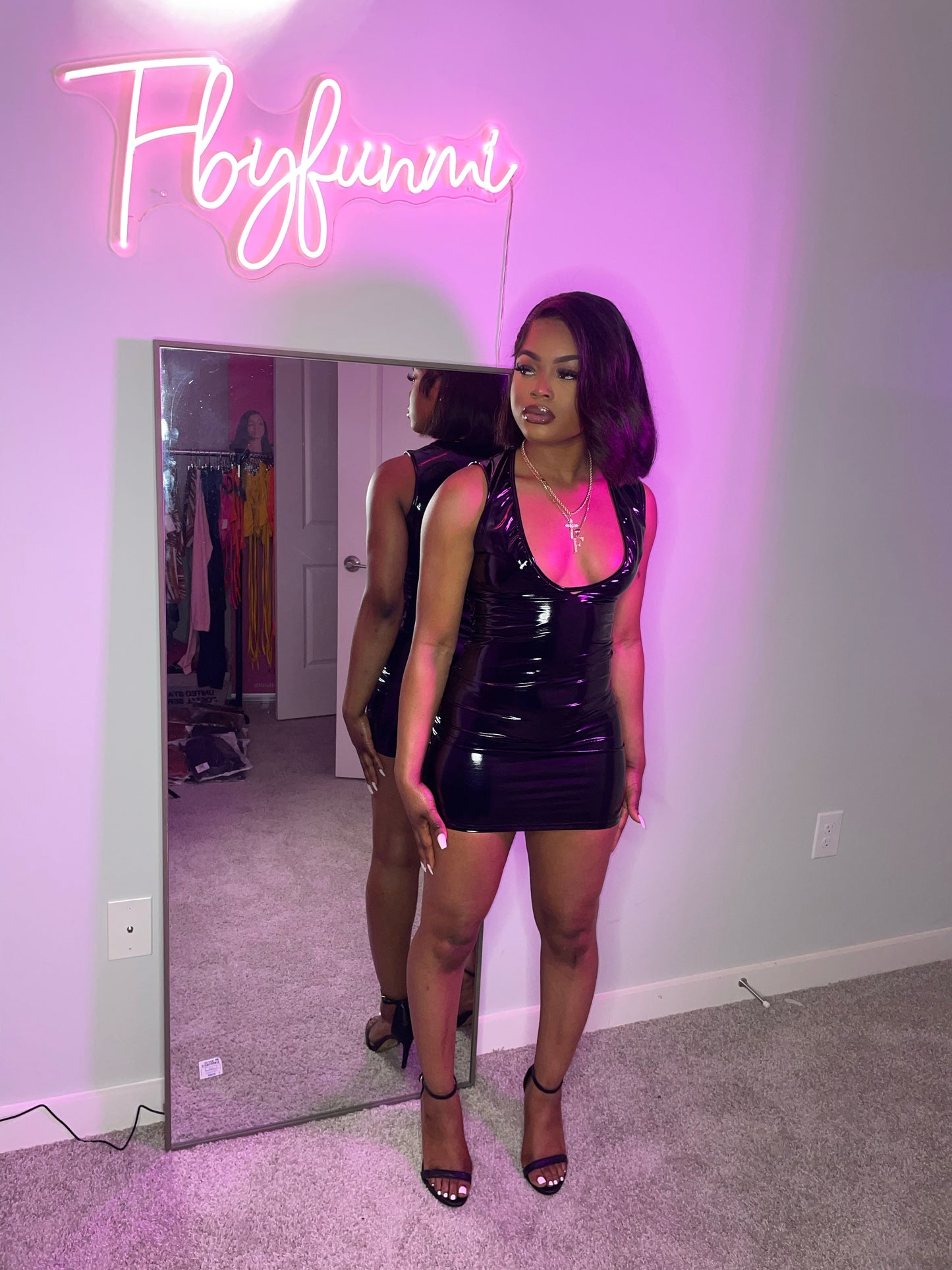 Hit The Town Faux Leather Dress