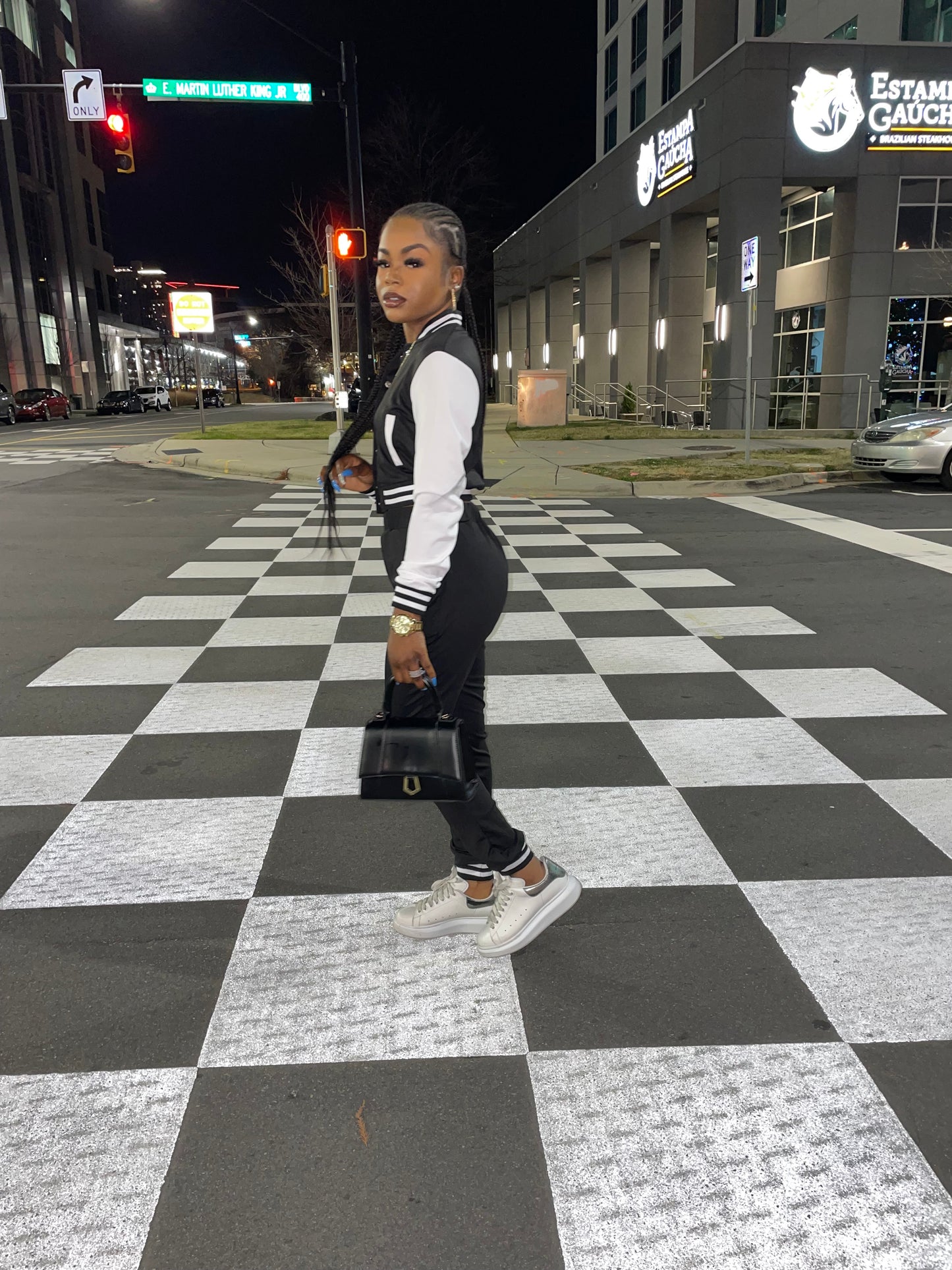 Wavy Letterman Jacket Set