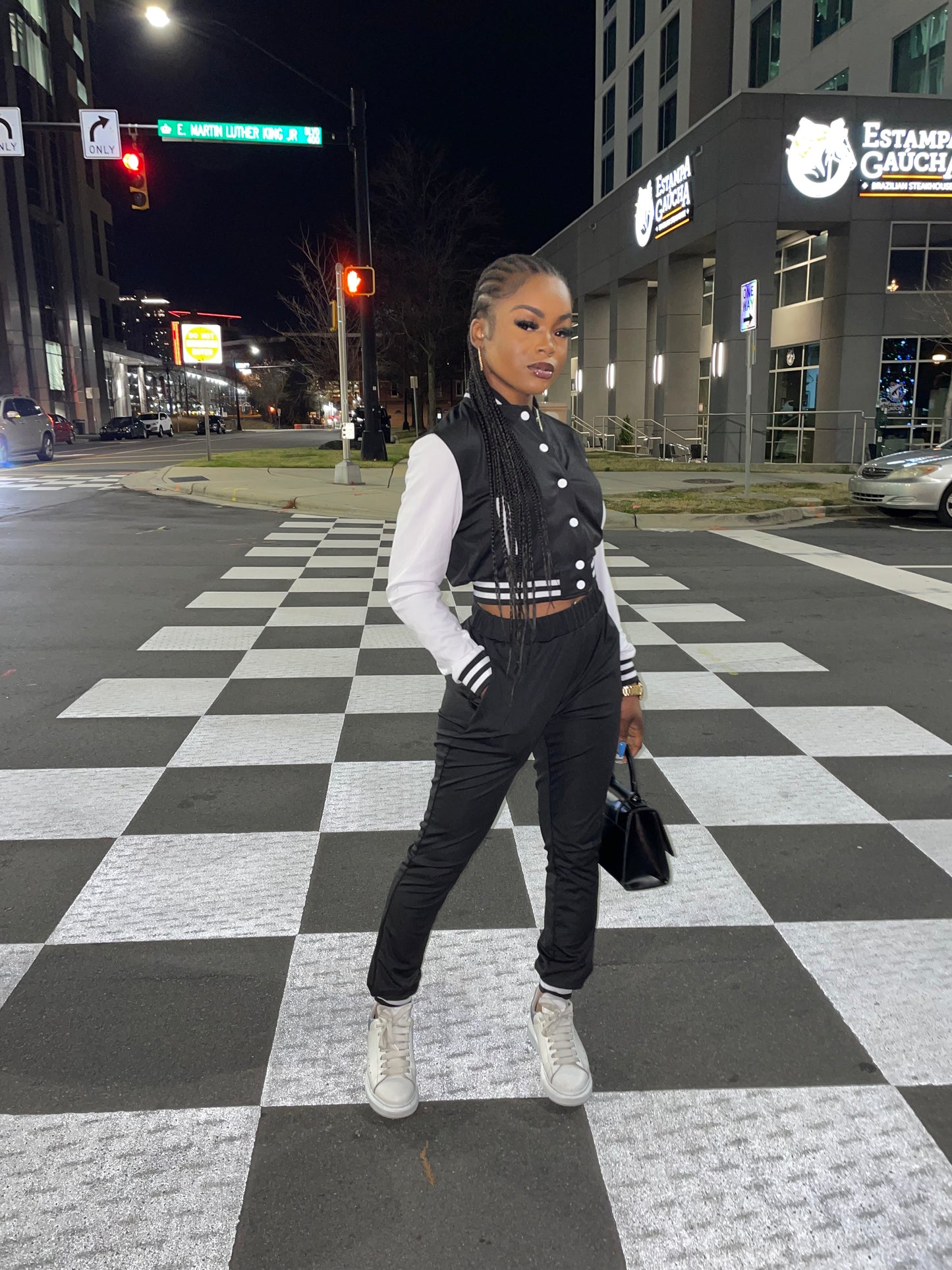 Wavy Letterman Jacket Set