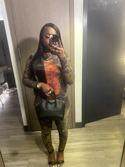 Orange abstract jumpsuit