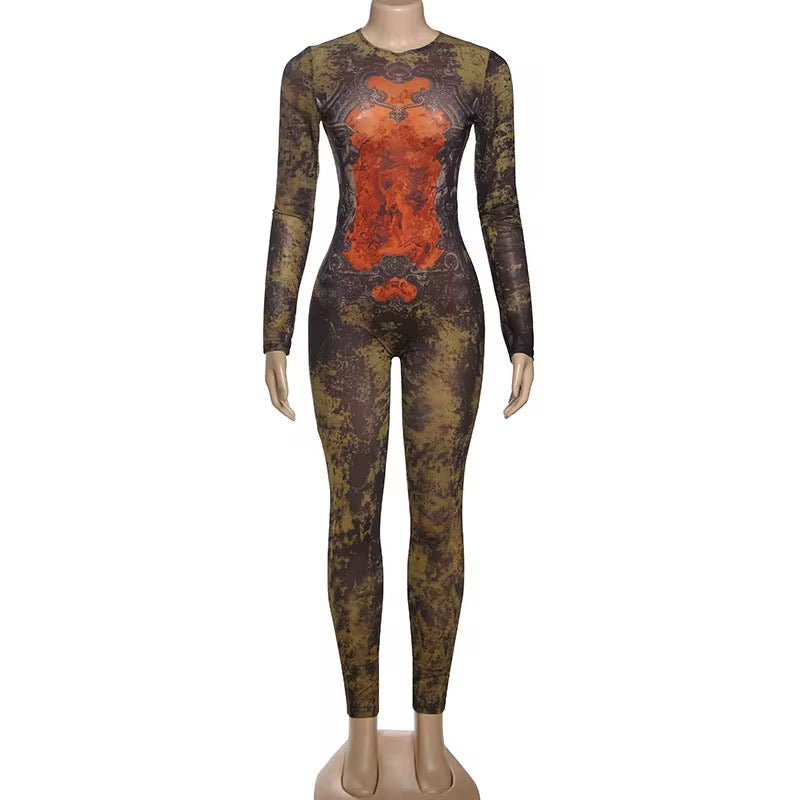 Orange abstract jumpsuit